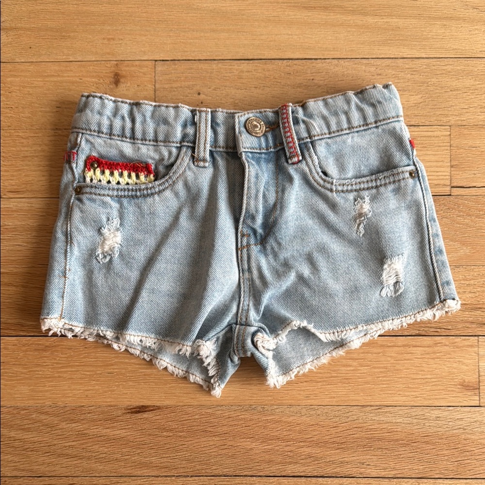 Zara girls Denim Distressed Shorts size 5